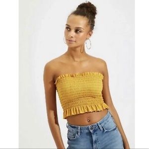 Yellow Stretchy Crop Top M